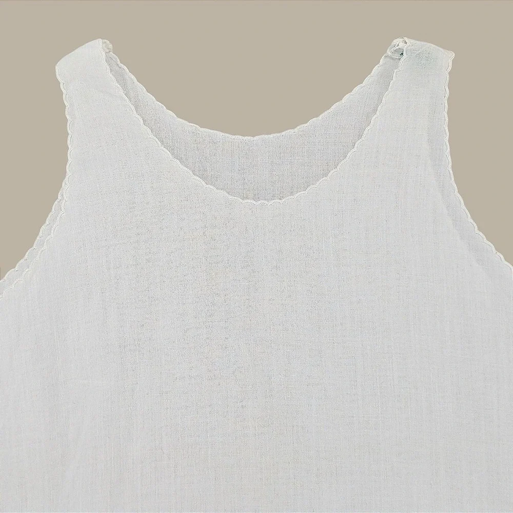 Vintage Midcentury Handmade White Embroidered Dress/Slip Size 1Y Heirloom‎ Style